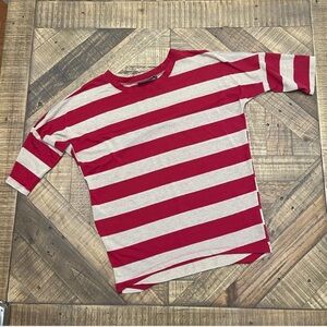 Metaphor Red and Gold Striped 3/4 Sleeve Top